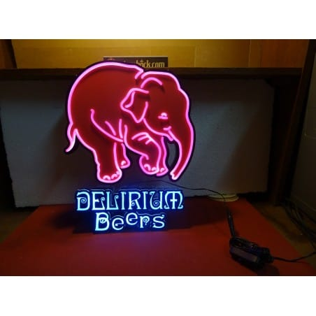 Enseigne néon LED éléphant rose Delirium Beers